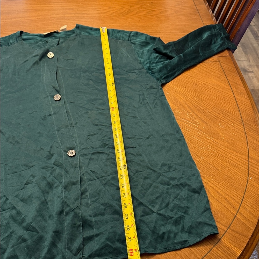 VTG 90s Victoria's Secret Gold Label Silk VNeck Button Up Long Night Shirt L EUC - Picture 6 of 8